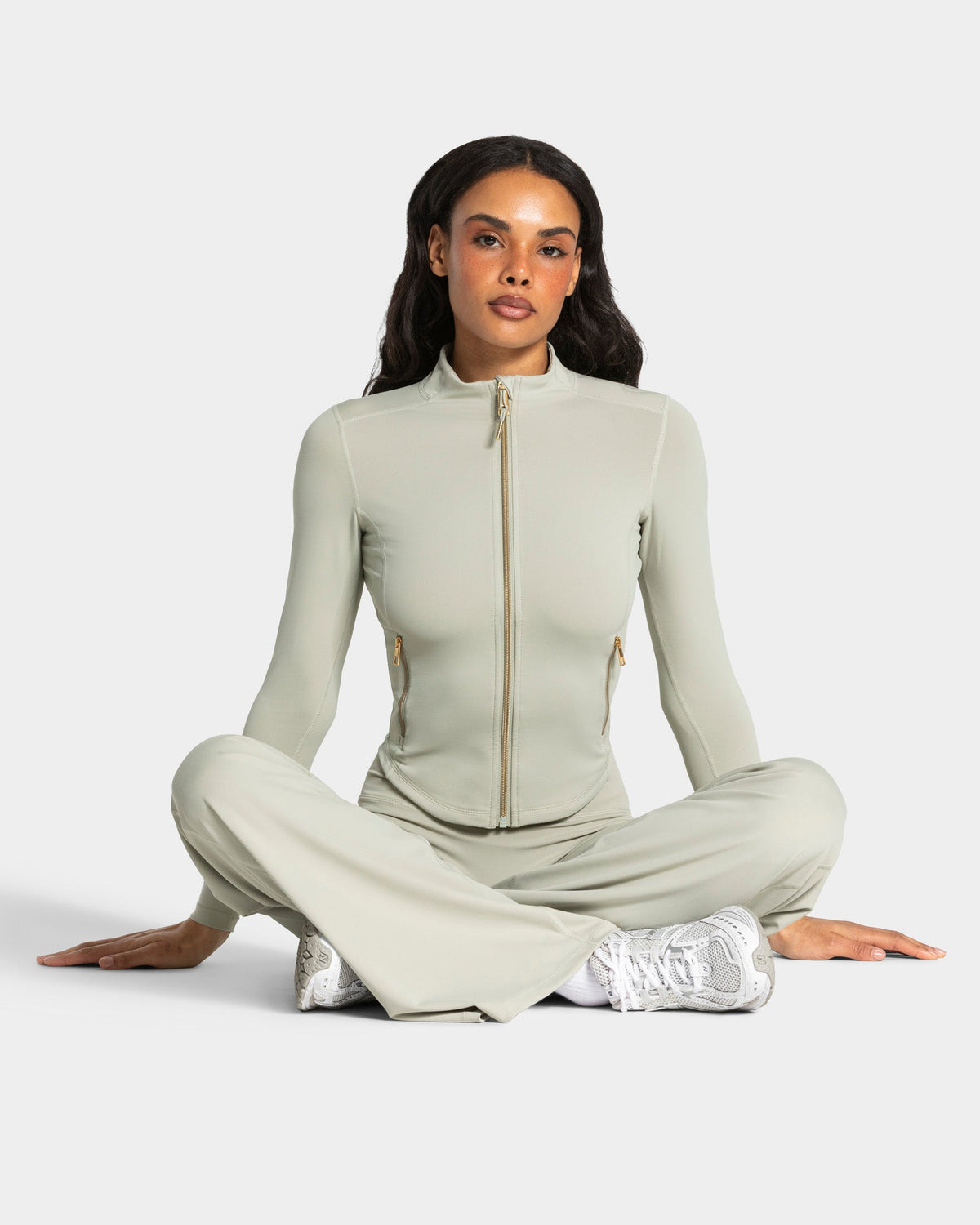 Veste de sport zippée sculptante Allrounder « pistache/dorée »