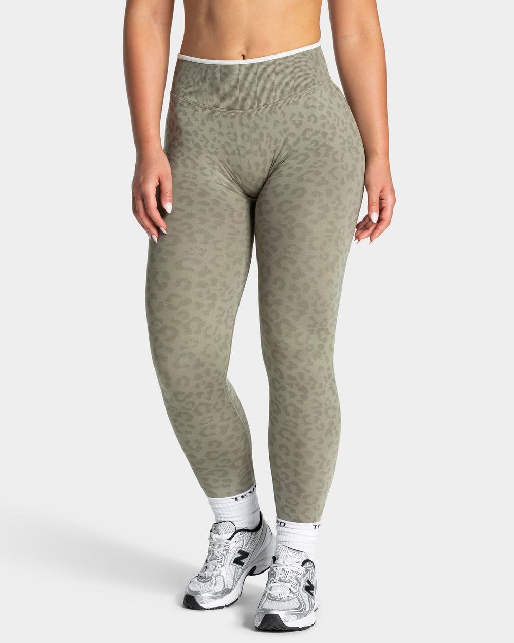 Legging Contrastline « Léopard kaki »