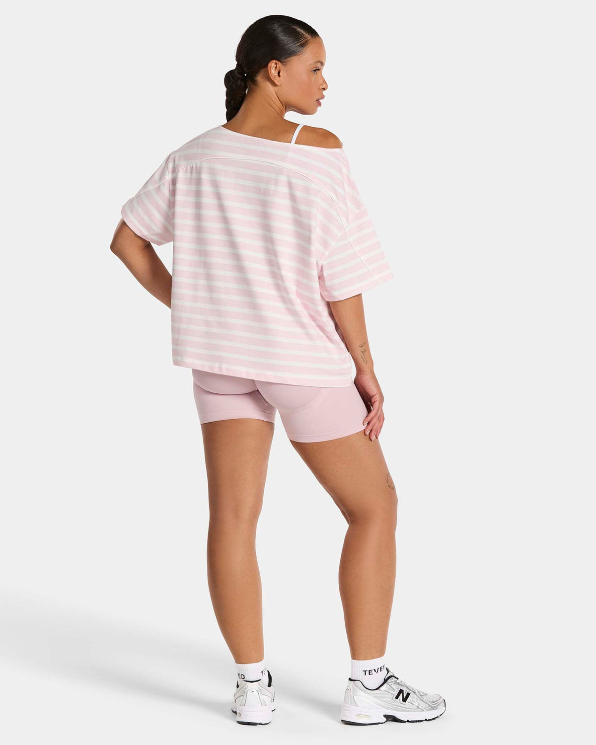 T-shirt à épaules dénudées Contrastline « Stripe Blossom »