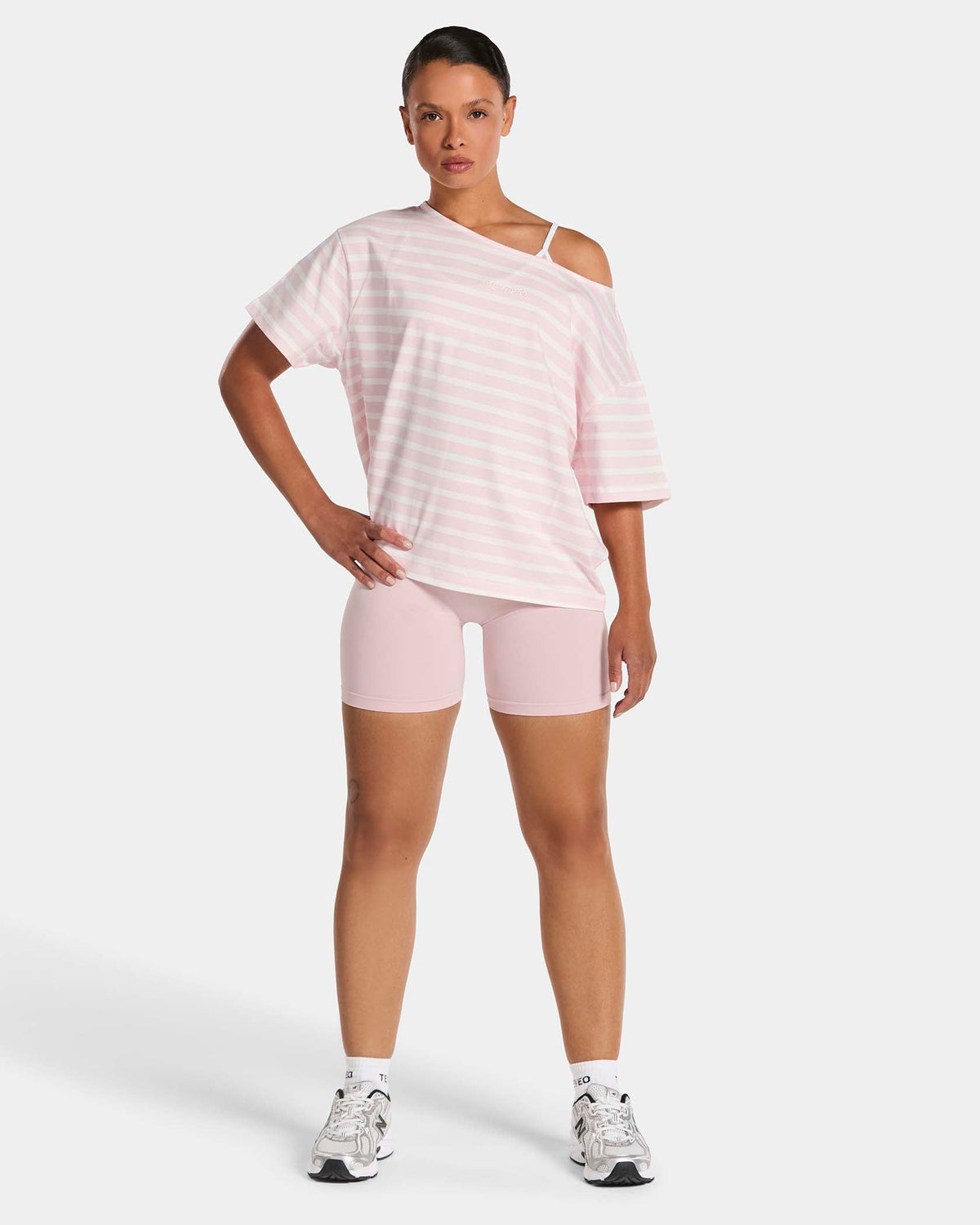 T-shirt à épaules dénudées Contrastline « Stripe Blossom »