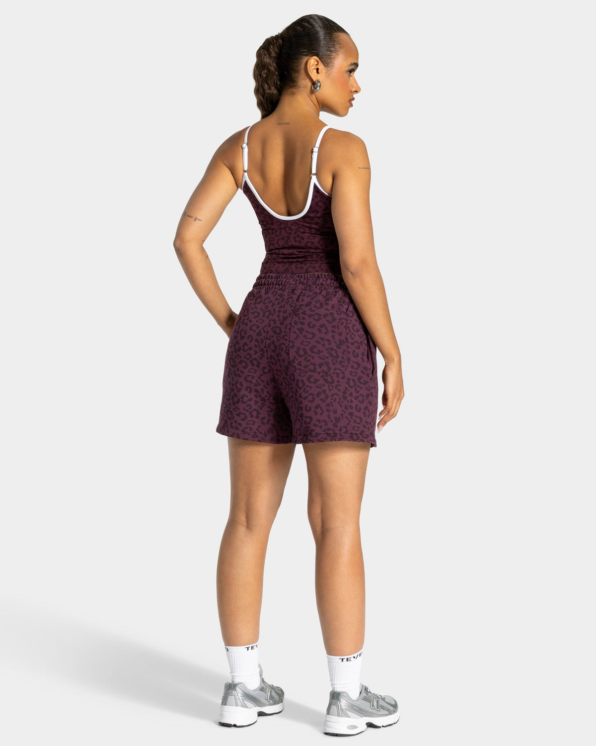 Short oversize Contrastline « Léopard merlot »