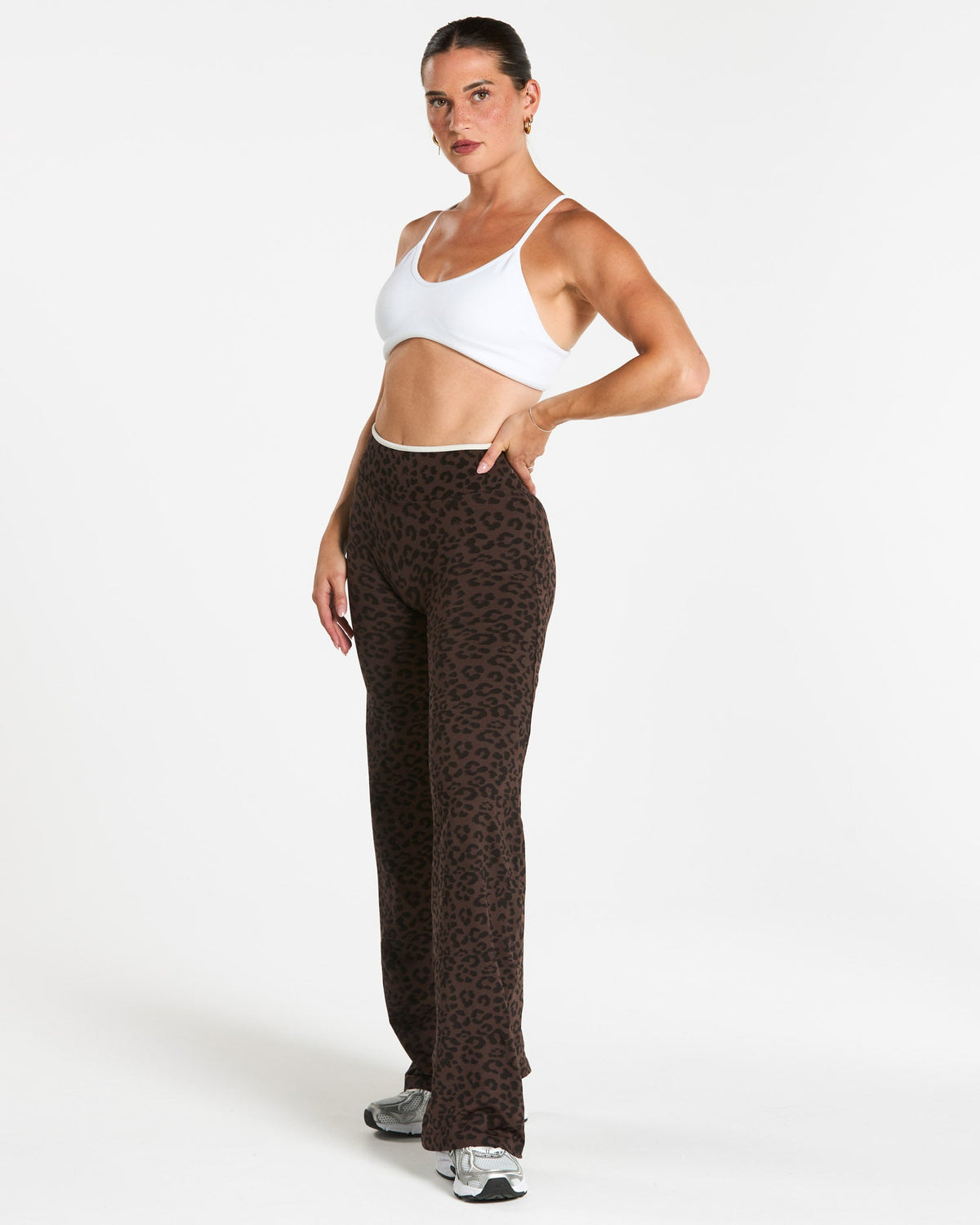 Pantalon Straight Leg Sculpt Scrunch Contrastline coupe longue « Léopard Espresso »