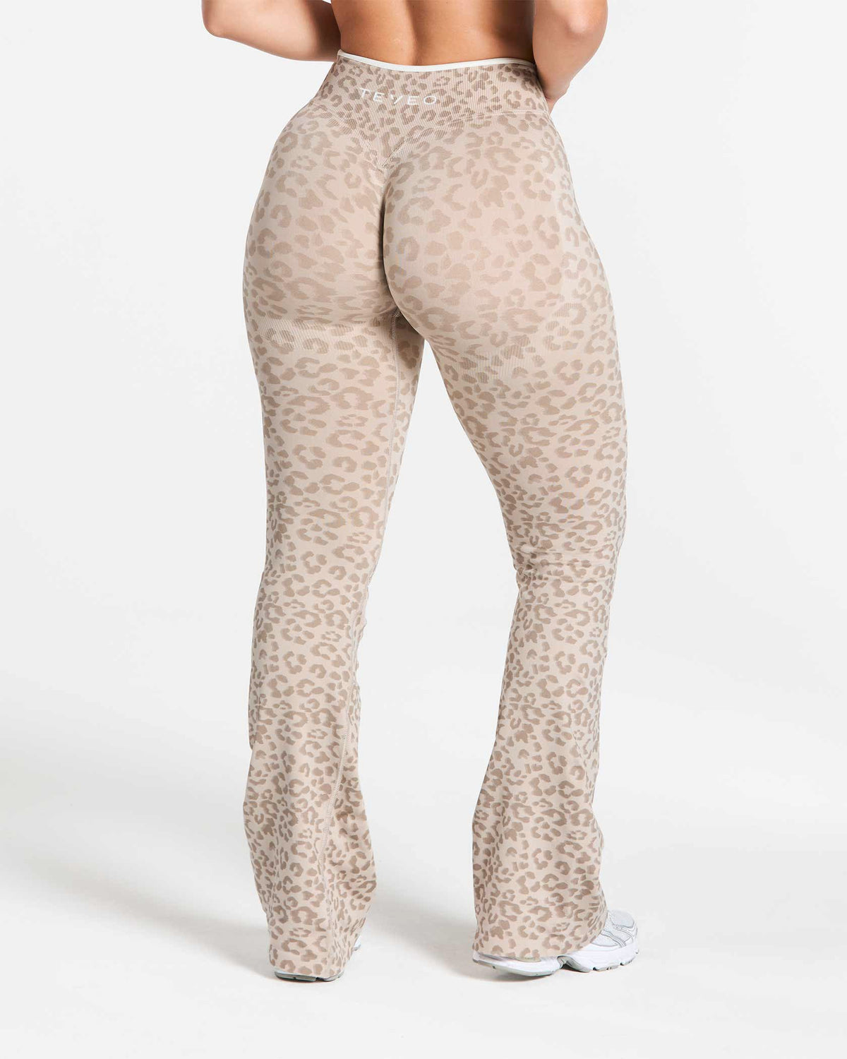Legging évasé à coupe longue Sculpt Scrunch Contrastline « Léopard Cream »