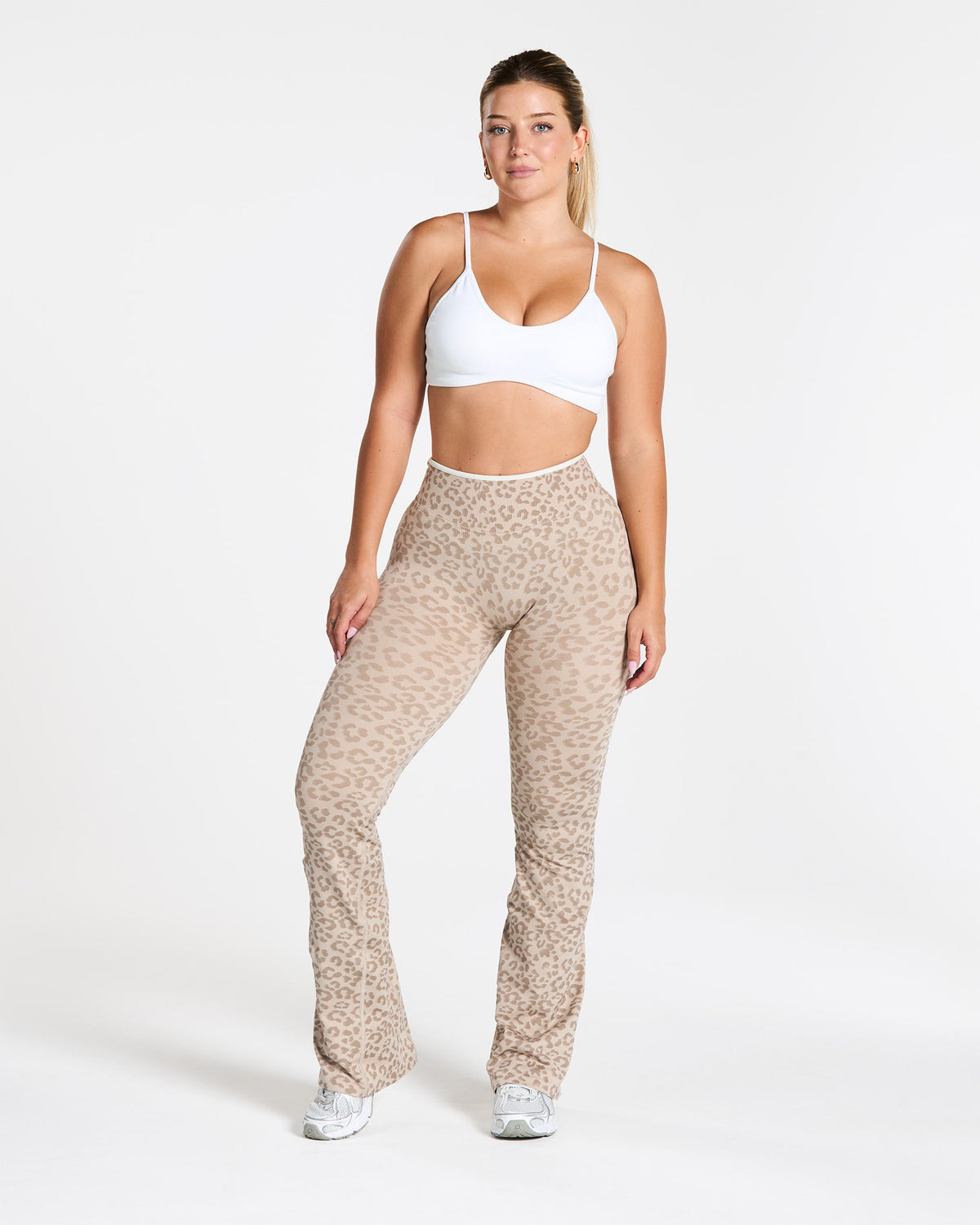 Legging évasé standard Sculpt Scrunch Contrastline « Léopard Cream »