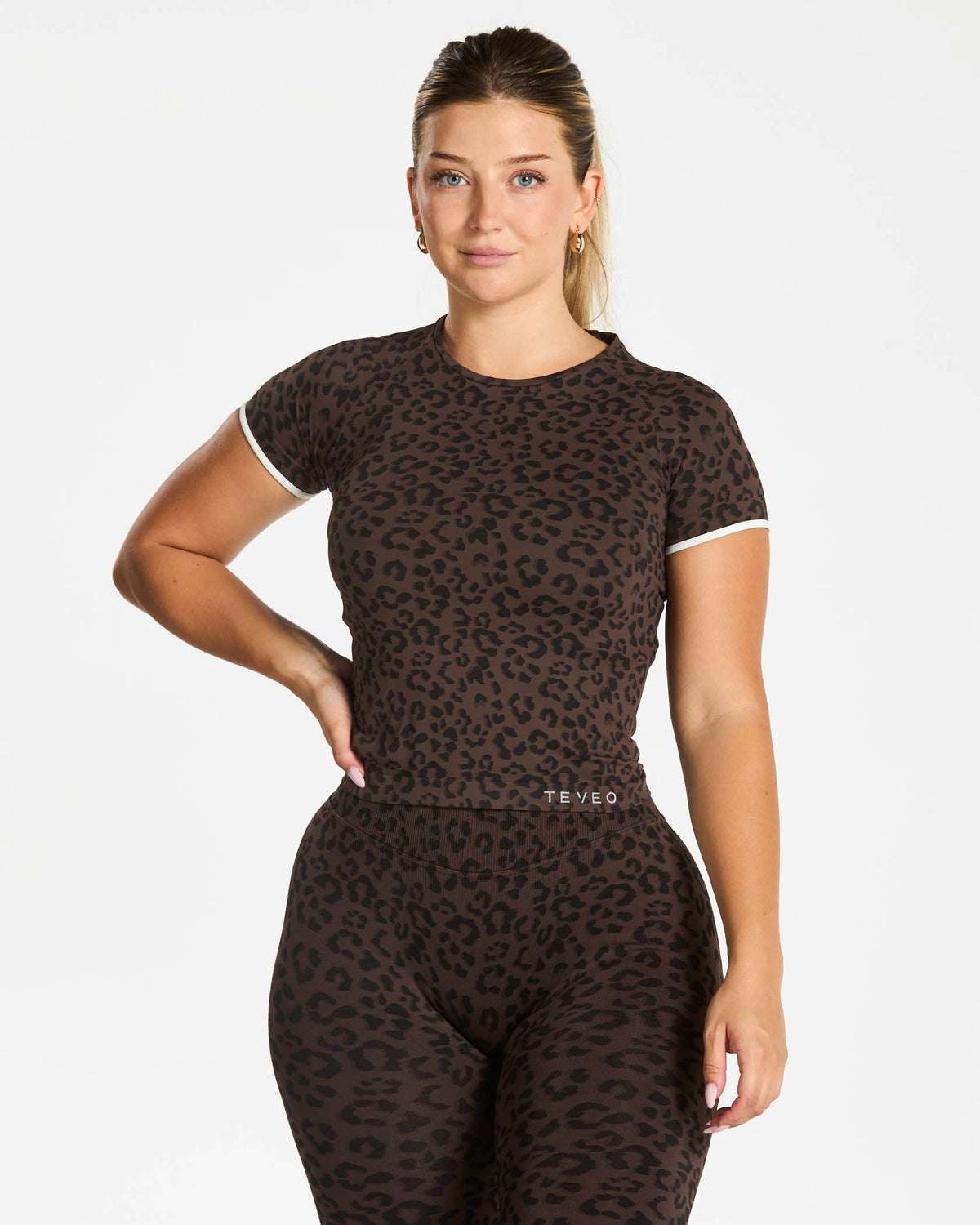 T-shirt Contrastline « Léopard Espresso »
