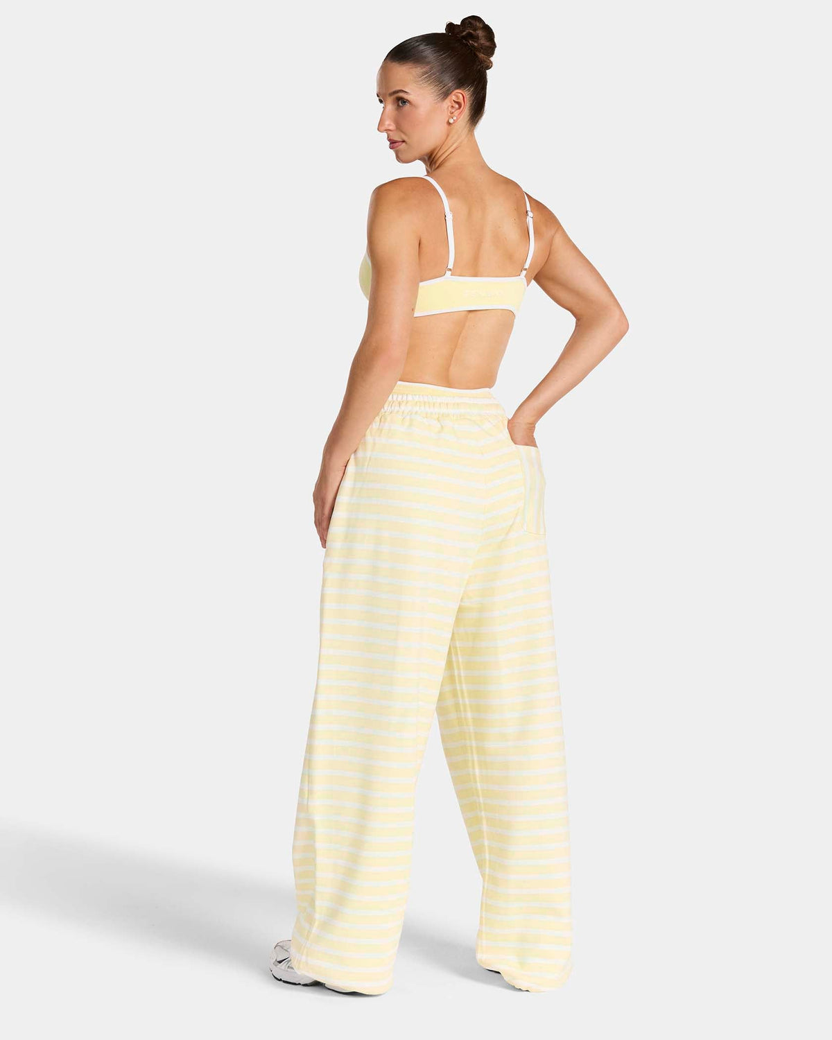 Pantalon de jogging jambe large Contrastline « Stripe Butter Yellow »