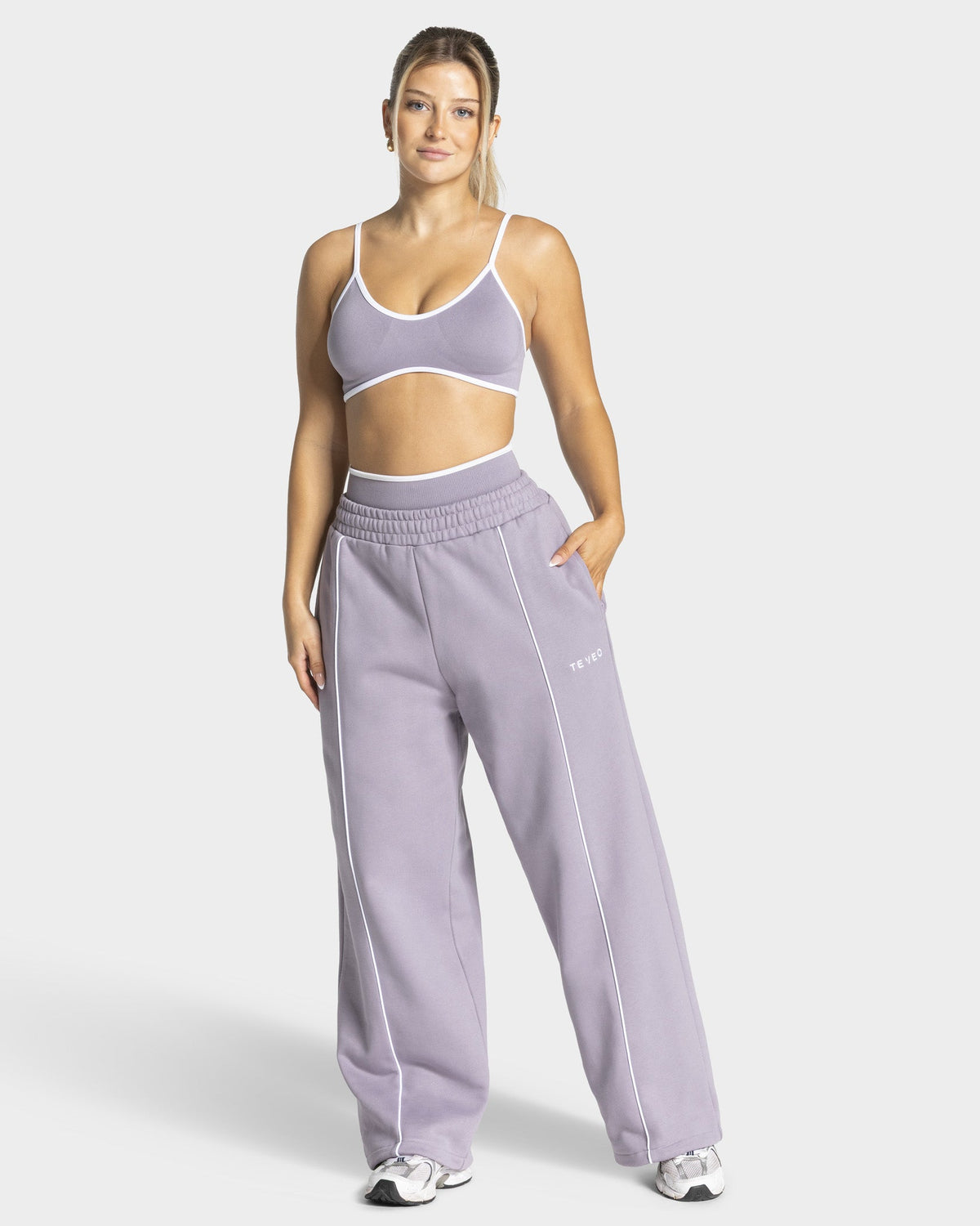 Pantalon de jogging Wide Leg Contrastline « Lavande »