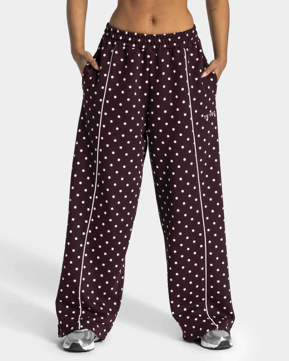 Pantalon de jogging Wide Leg Contrastline « merlot à pois »