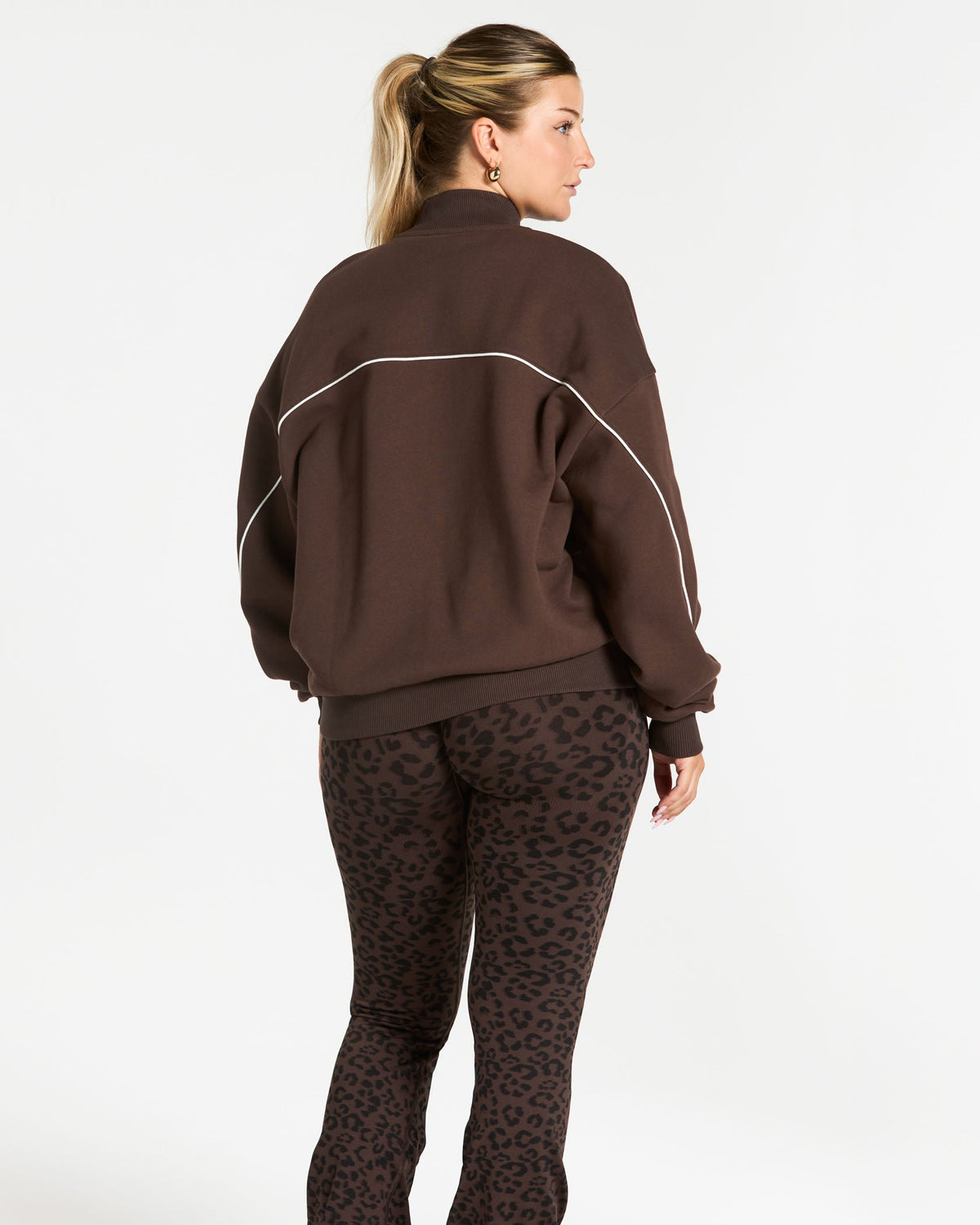 Sweat-shirt zippé Contrastline « Espresso »