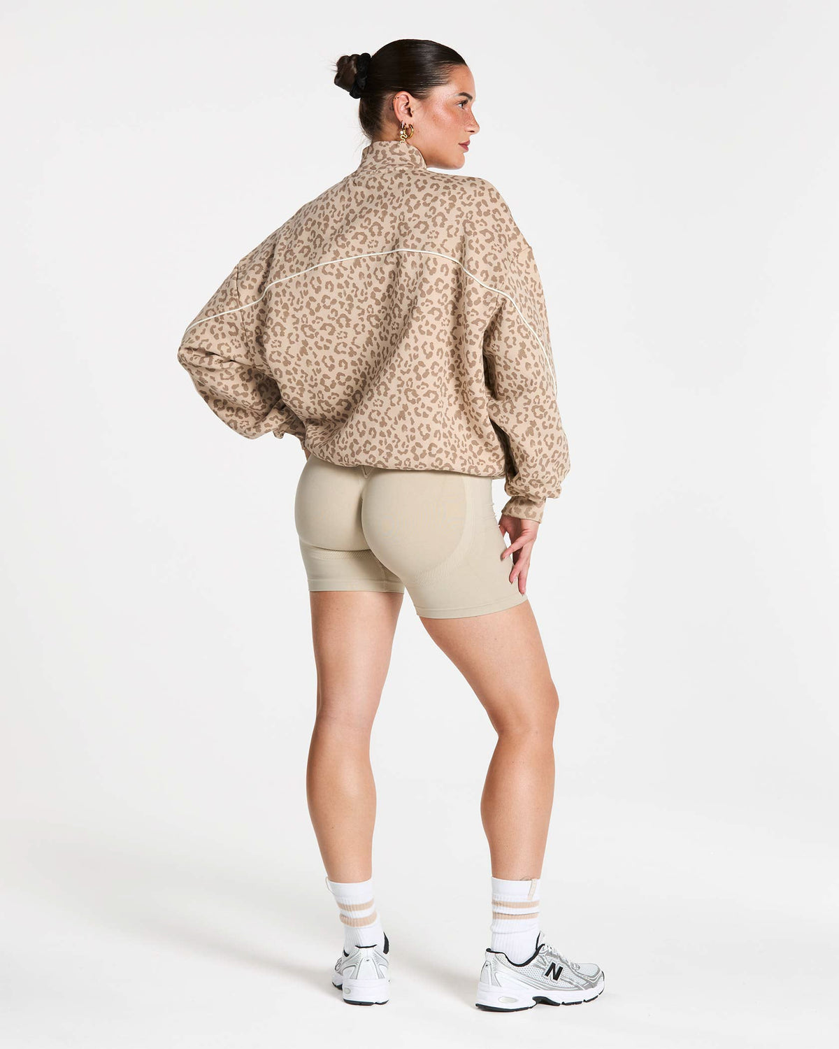 Sweat-shirt zippé Contrastline « Léopard Cream »