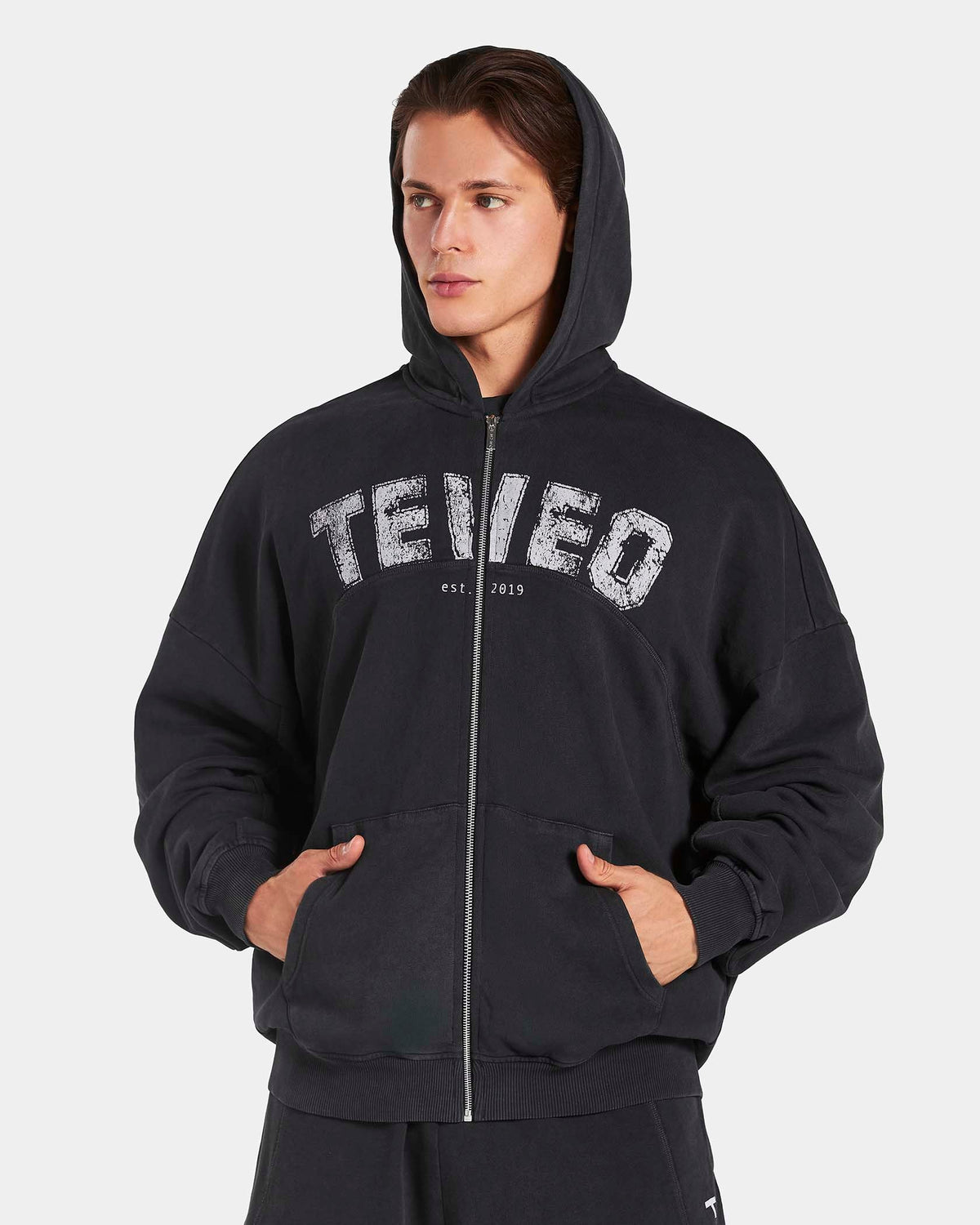 Sweat à capuche zippé oversize Legacy Lifting « Noir Acid »