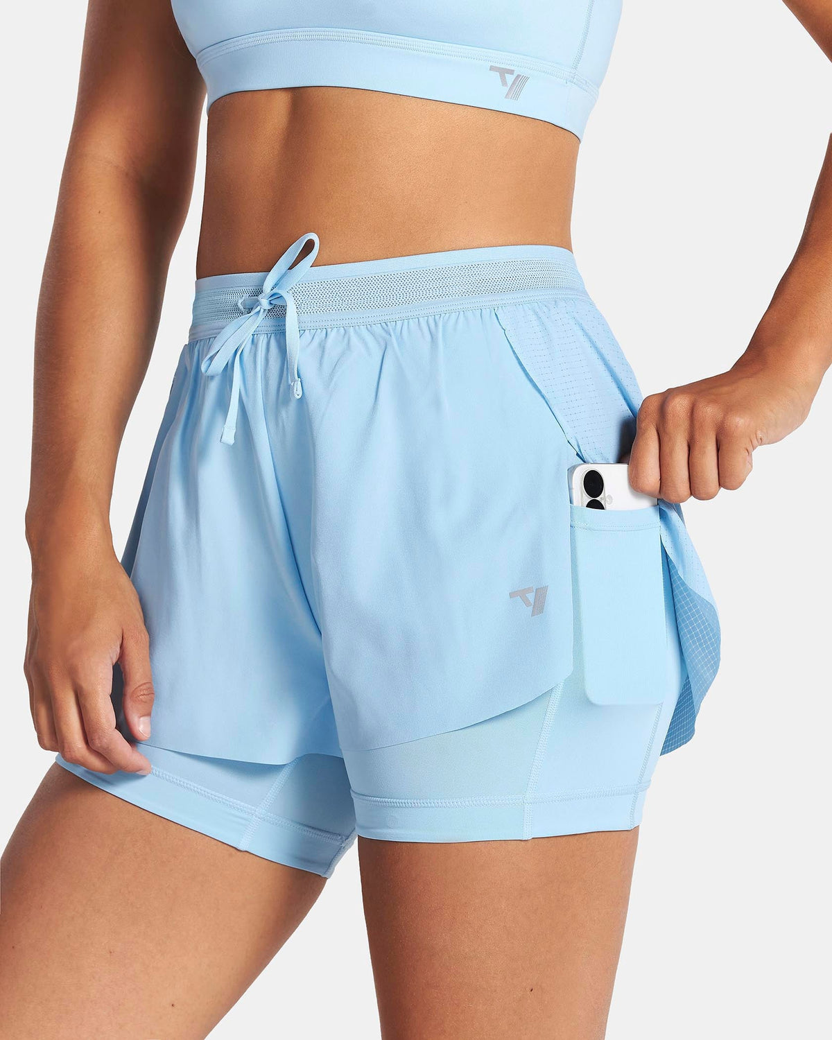 Short 2-en-1 RUN 5 pouces « Ice Blue »