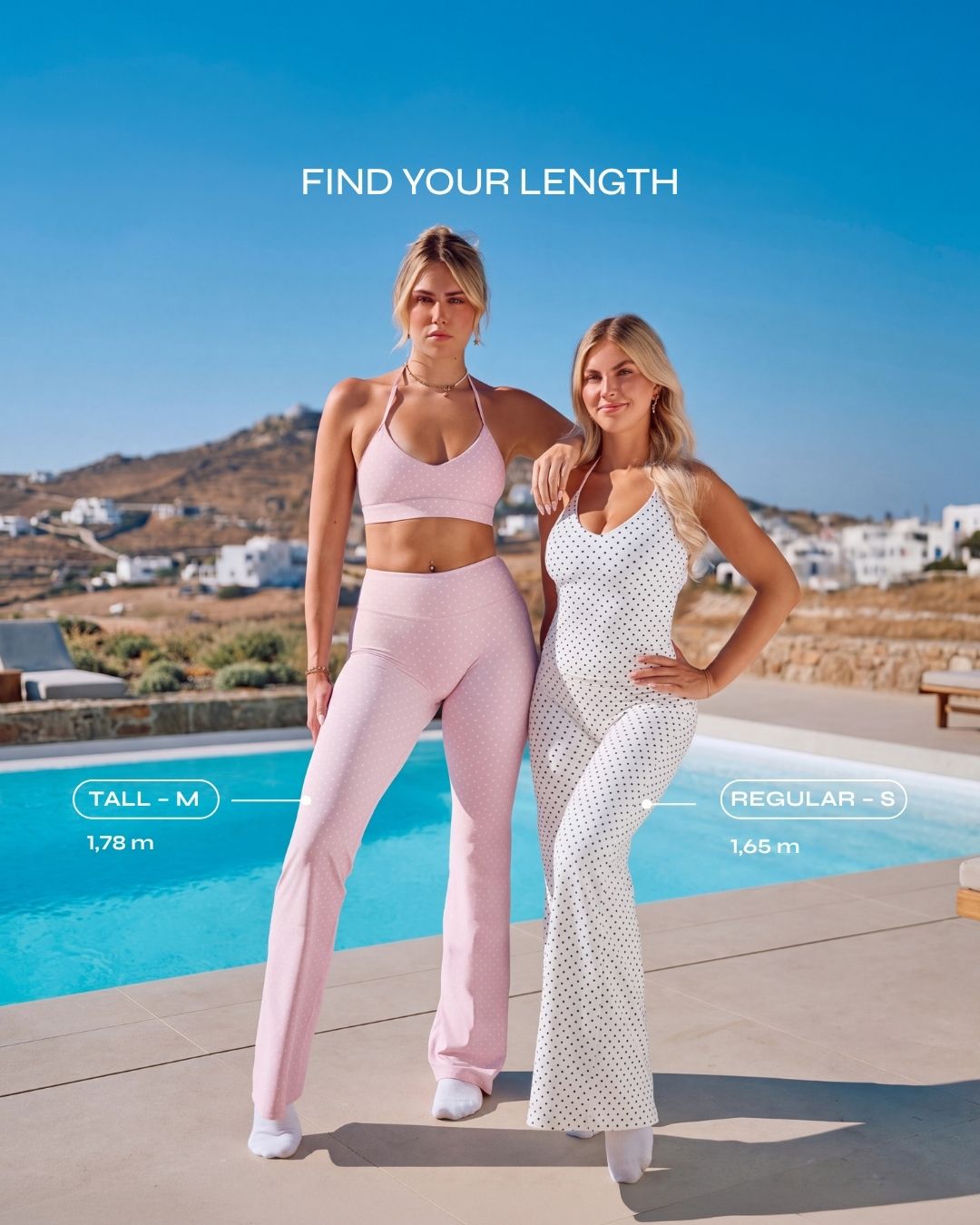 Legging évasé à coupe longue Allrounder « pois sur fond blanc »