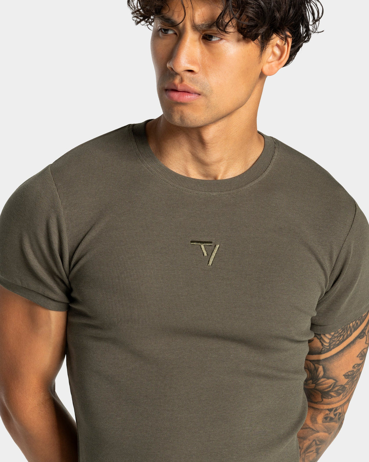 T-shirt côtelé Workout « Olive »