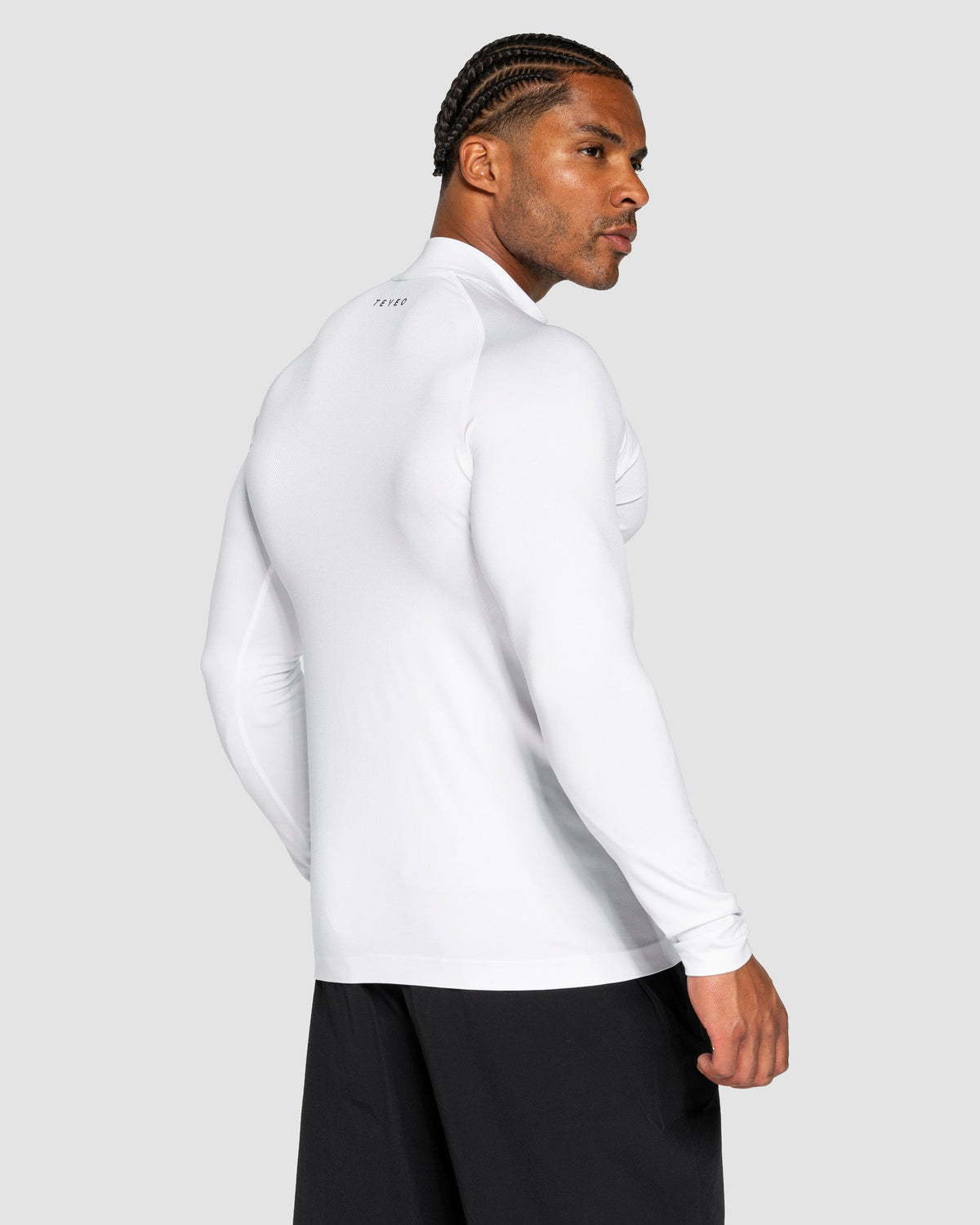 Haut à manches longues demi-zippé Workout sans coutures « blanc »